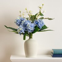 Scottish Everlastings Ltd Blue Hydrangea Bouquet in 18cm Off-White Vase