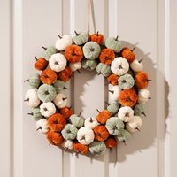 Scottish Everlastings Ltd 43cm Velvet Pumpkin Wreath - orange-mint-cream in Orange