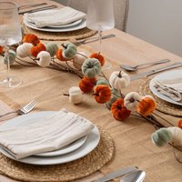 Scottish Everlastings Ltd 150cm Velvet Pumpkin Garland - orange-mint-cream in Orange