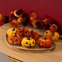6pc Hanging Velvet Pumpkins Faces