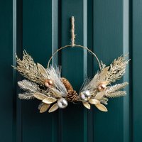 Scottish Everlastings Ltd 40cm Pre-lit Metallic Ring Wreath in Gold