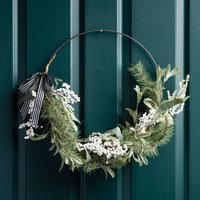Scottish Everlastings Ltd 55cm Ring Wreath with Stripey Bow in Green