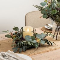 Scottish Everlastings Ltd 30cm Rustic Eucalyptus Candle Holder in Green