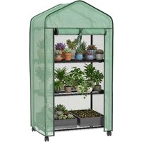 OUTSUNNY Portable Mini Greenhouse with Roll-up Door & Wheels, Green | Size: 1 Pack