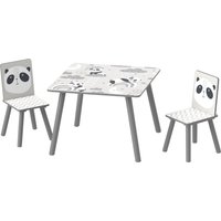 ZONEKIZ Kids Table & Chairs, Children Desk with Two Chairs, Three Piece in Grey