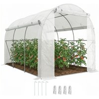 OUTSUNNY Polytunnel Greenhouse with PE Cover, Galvanised Steel Frame, White | Size: 1 Pack