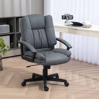 HOMCOM Swivel Executive Office Chair Mid Back PU Leather Chair w/ Arm in Dark Grey