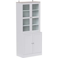 HOMCOM Modern Bookcase, Display Storage Cabinet with Adjustable Shelves in White