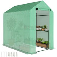 OUTSUNNY Walk in Greenhouse w/Shelves Steeple Grow House 120 x 186 x 190 cm in Green