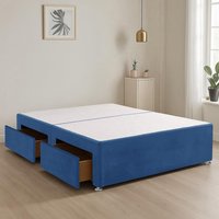 Bed Time UK Plush Fabric Divan Bed Base with 2 Storage Drawers, Stylish & Space-Saving in Blue | Size: Double