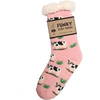 Bartleby Sherpa Socks - Black & White Cow Design