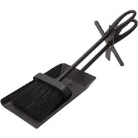Valiant Fireside Ash Brush & Coal Shovel Hearth Tidy Companion Set with Stand in Black