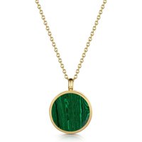 LOVELOX Lockets Women's Malachite Modern Round Locket in Silver