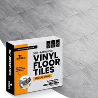 Novecrafto Self Adhesive Vinyl Floor Tiles Pack of 30 Peel & Stick Vinyl Floor Tiles (30.5 x 30.5cm) in Mid Grey | Size: 30.5 x 30.5 cm