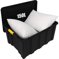 Large Plastic Storage Box with Lid (92x58x42 cm) - Heavy Duty Container 150L Capacity - Practical and Functional black plastic box