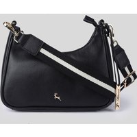 Ashwood Leather Women's 'Bella Toscana' Real Leather Crossbody Bag with Webbing Strap in Black