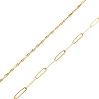 Spero London Women's Bead Chain Twisted & Large Rectangular Chain Sterling Silver Bracelet Set in Gold
