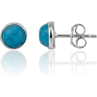 Spero London Women's Blue Turquoise Dome Sterling Silver Stud Earring