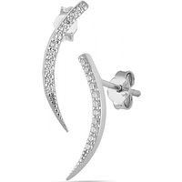 Curved Crescent Sterling Pave Stud Earrings