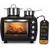 Mini Oven Hot Plates 100 250 Degree Temperature Control 120min Timer Wire Rack & Baking Tray