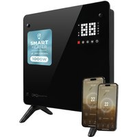DMD Collective Smart Wi-Fi Glass Panel Heater Touchscreen 1000W Freestanding & Free Wall Brackets in Black