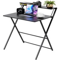 DMD Collective FlexiDesk 2-Tier Folding Desk, No Assembly Required, Gaming Desk, Work Desk Table for Small Spaces in Black