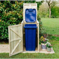 Buttercup Farm Shireburn Single Wheelie Bin Store, Timber, Fits 1 x 140L Wheelie Bins in Light Brown