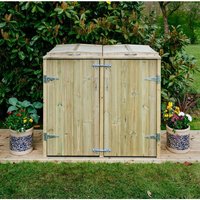 Buttercup Farm Shireburn Double Wheelie Bin Store - Fits 2 x 180L or 2 x 240L Bins in Brown
