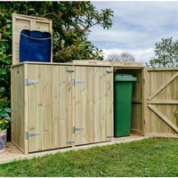 Buttercup Farm Shireburn Triple Wheelie Bin Store, Fits 1x 180L or 240L & 2x 140L Bin in Brown