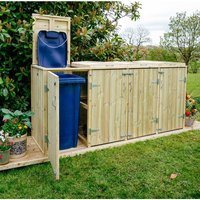 Buttercup Farm Shireburn Quad Wheelie Bin Store - Fits 2x 180L/240L & 2x 140L Bins in Brown