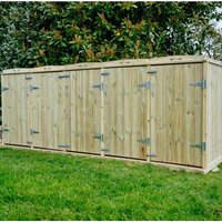 Buttercup Farm Shireburn Quintet Wheelie Bin Store, Fits 4x 180L/240L & 1x 140L Bin in Brown
