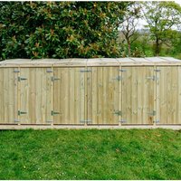 Buttercup Farm Shireburn Sextet Wheelie Bin Store, Fits 4x 180L or 240L & 2x 140L Bin in Brown