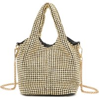 Fontanella Fashion Women's Dalu Diamond Embellished Bucket Evening Bag in Metallic Gold