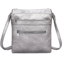 Fontanella Fashion Women's Tiguna Triple Pockets PU Messenger Bag in Silver