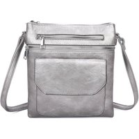 Fontanella Fashion Women's Yon Triple Zipped & One Flapped Pockets PU Messenger Bag in Silver