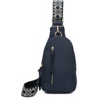 Fontanella Fashion Duo PU Crossbody Sling Bag with Canvas Strap in Navy