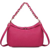 Fontanella Fashion Women's Kara PU Knotted Strap Chain Shoulder Bag in Fuchsia