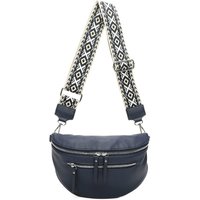 Fontanella Fashion Women's Rooney Triple Zip PU Crossbody Bag with Canvas Strap in Navy