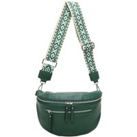 Fontanella Fashion Women's Rooney Triple Zip PU Crossbody Bag with Canvas Strap in Emerald