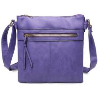 Fontanella Fashion Women's Perry Triple Zip PU Leather Crossbody Messenger Bag in Purple
