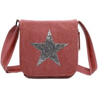 Fontanella Fashion Women's Star Flap Tassel Triple Zip Canvas Crossbody Messenger Bag in Burgundy