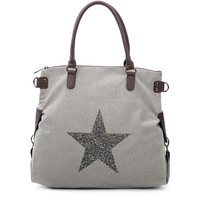 Fontanella Fashion Women's Star Canvas Oversize Tote Bag in Light Grey