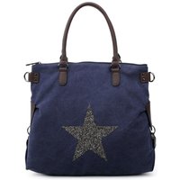 Fontanella Fashion Women's Star Canvas Oversize Tote Bag in Navy