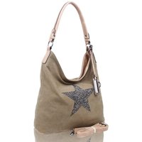 Fontanella Fashion Women's Star Canvas Hobo Shoulder Bag in Khaki