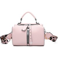 Fontanella Fashion Women's Loma Triple Zip Jacket-Style PU Crossbody Handbag with Canvas Strap in Pale Pink