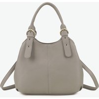 Fontanella Fashion Women's Drei Triple Compartments PU Leather Convertible Shoulder Tote Bag with Adjustable Straps in Mid Grey