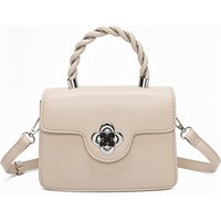 Fontanella Fashion Women's Mignon PU Leather Crossbody Top-Handle Bag in Light Beige