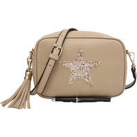 Kitise Women's Sparky Shiny Glitter Star Tassel Charm Crossbody Bag With Tassel Charm in Light Stone