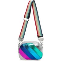Rainbow Style Metallic Stripes Triple Compartments Crossbody Bag