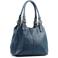 Kitise Women's Tri-Compartments Tote Handbag Shoulder Bag with Detachable Strap in Blue